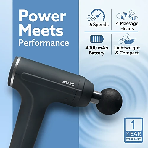 Agaro Full Body Gun Massager With 4 Heads - 6 Spee