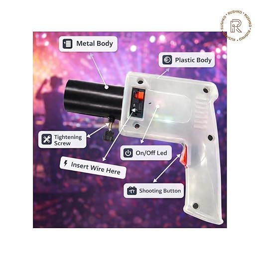 RUSHKO Handheld Cold Fire Pyro Gun with 4 Function