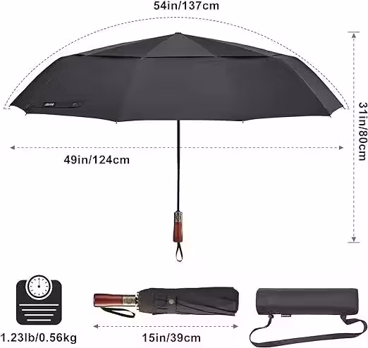 3 Fold Waterproof Umbrella Gift Umbrella with Wood