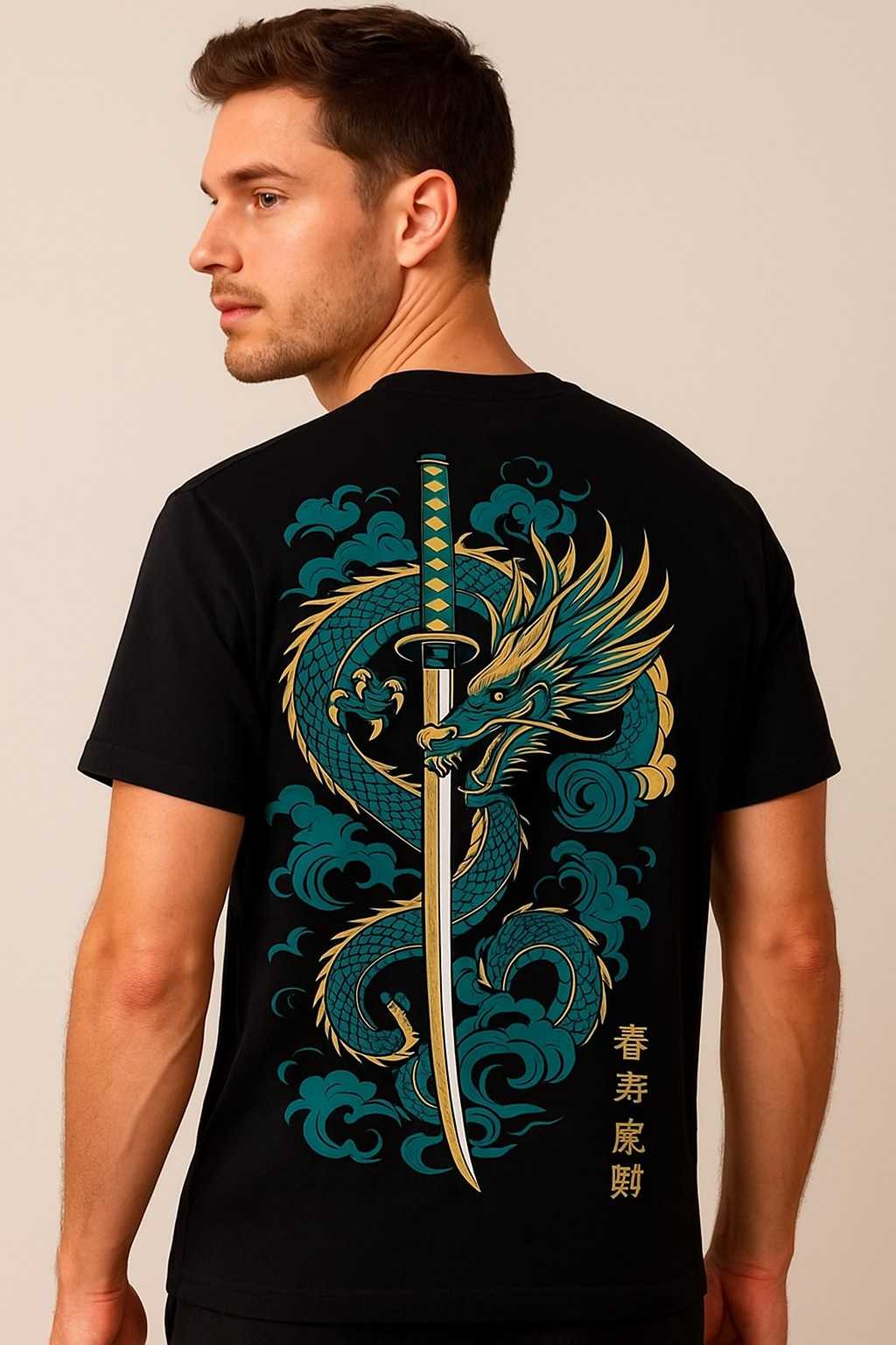 Men’s Premium Dragon Graphic T-Shirt – Katana 